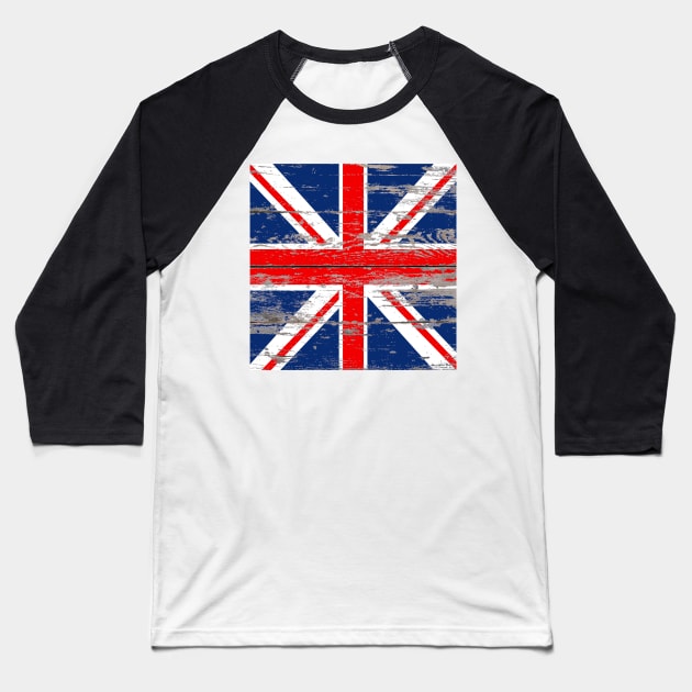 Rustic Barnwood United Kingdom Great Britain Union Jack flag Baseball T-Shirt by Tina